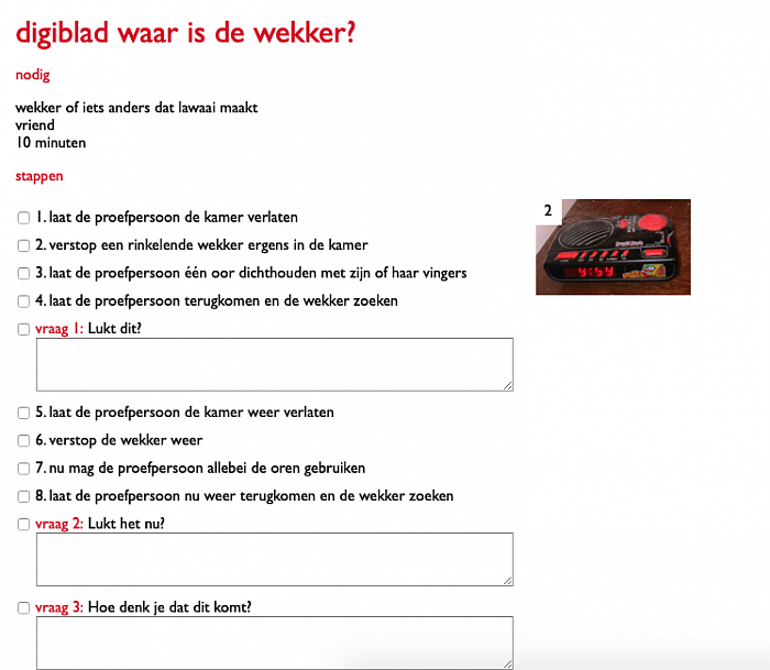 Experiment met geluid: waar is de wekker
